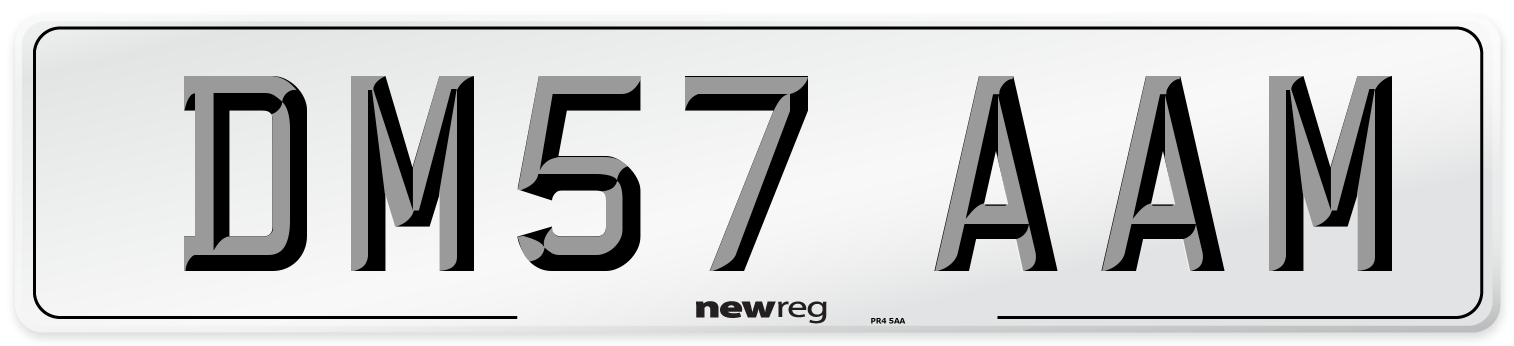 DM57 AAM Number Plate from New Reg